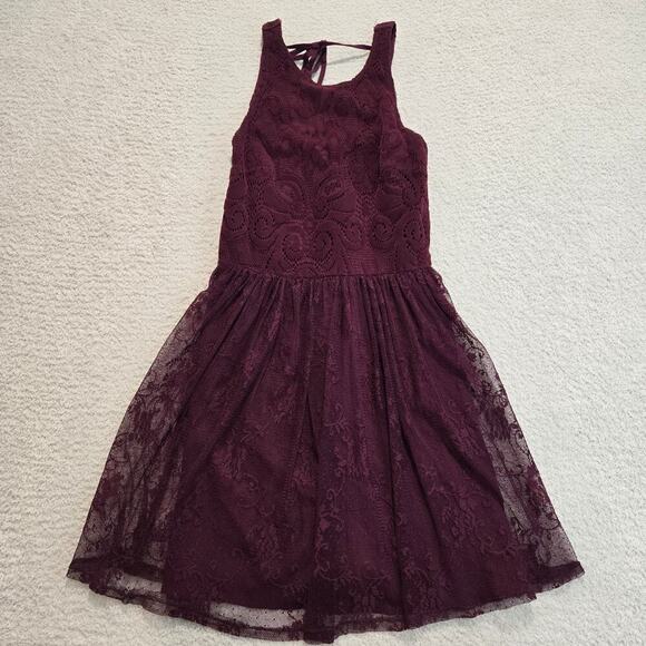 Hollister Burgundy Lace and Velvet Sleeveless Dress Size S Fairygoth - Picture 1 of 11